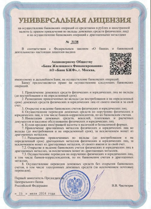 БКФ Банк лицензия