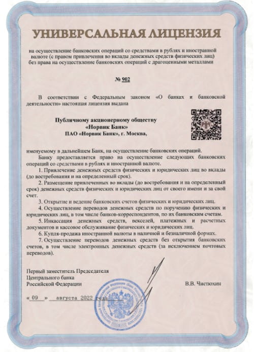 Norvik Bank лицензия